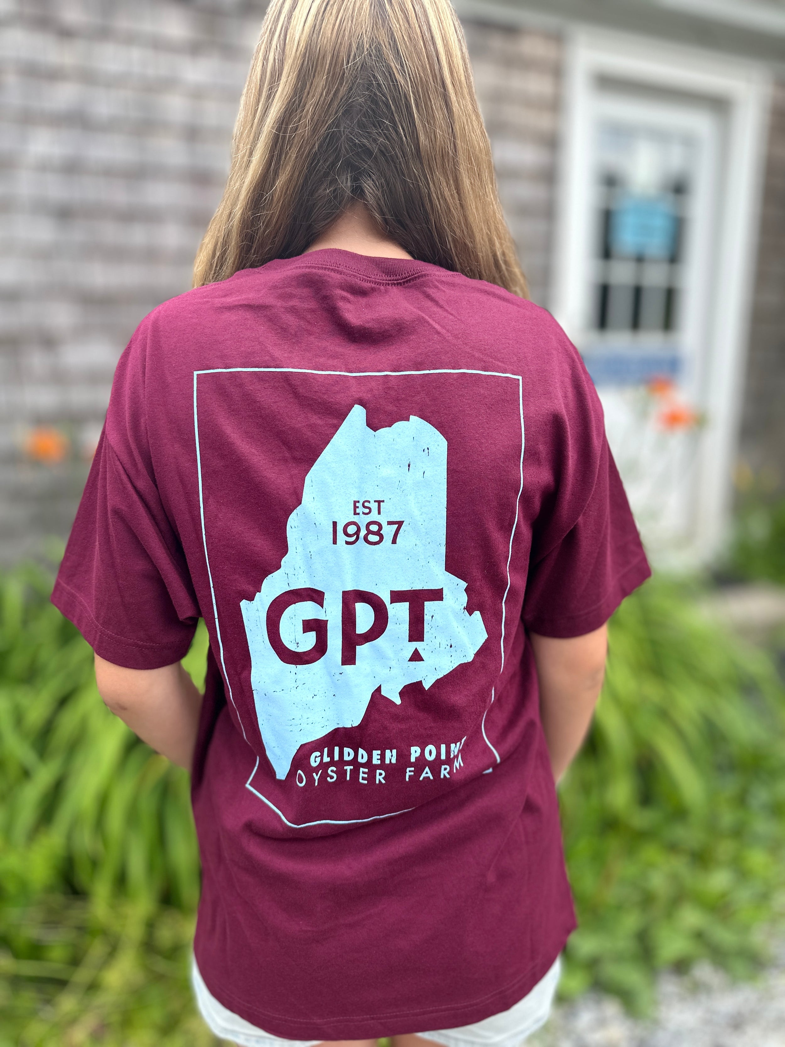 Maine Map Tee, Wine