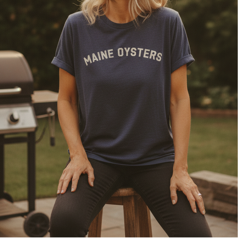 Maine Oysters Navy Tee - Full Regeneration