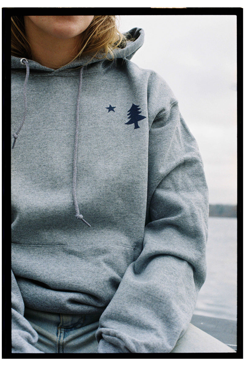 Maine Embroidered Hoodie Sweatshirt Maine Flag Sweatshirt 